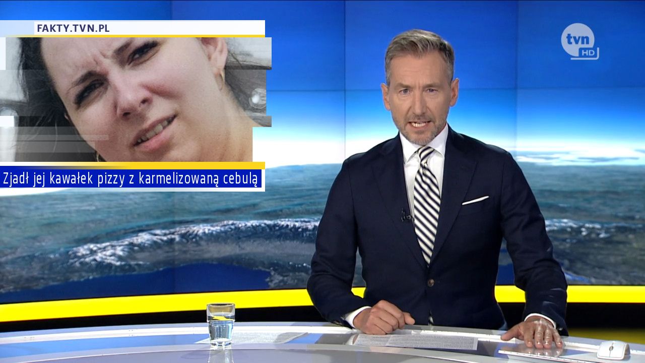 Zjadł jej kawałek pizzy z karmelizowaną cebulą