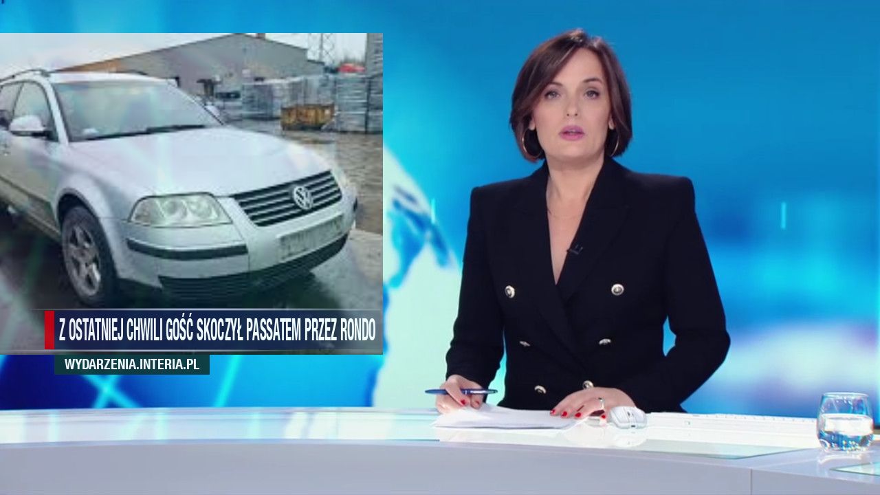z ostatniej chwili gość skoczył passatem przez rondo