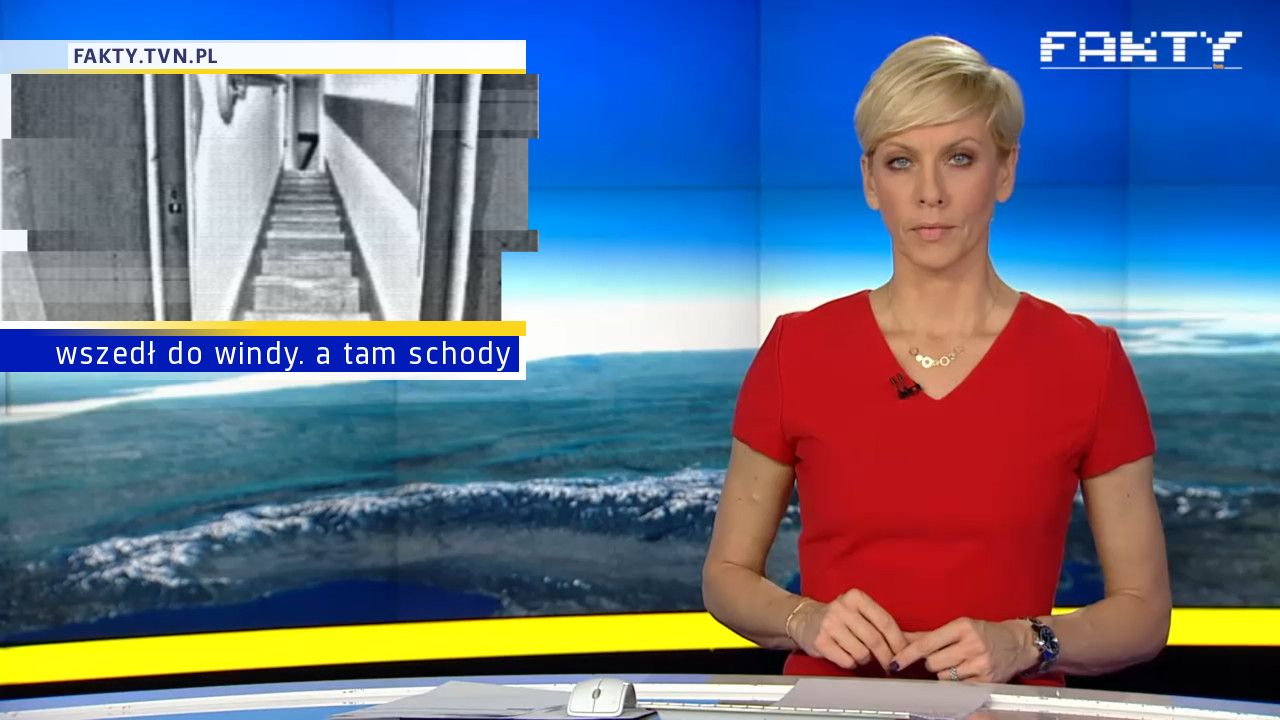 wszedł do windy. a tam schody