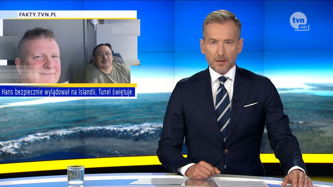 Hans bezpiecznie wylądował na Islandii, Tunel świętuje.
